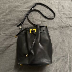 Michael Kors Collection Black Leather Bucket Bag
